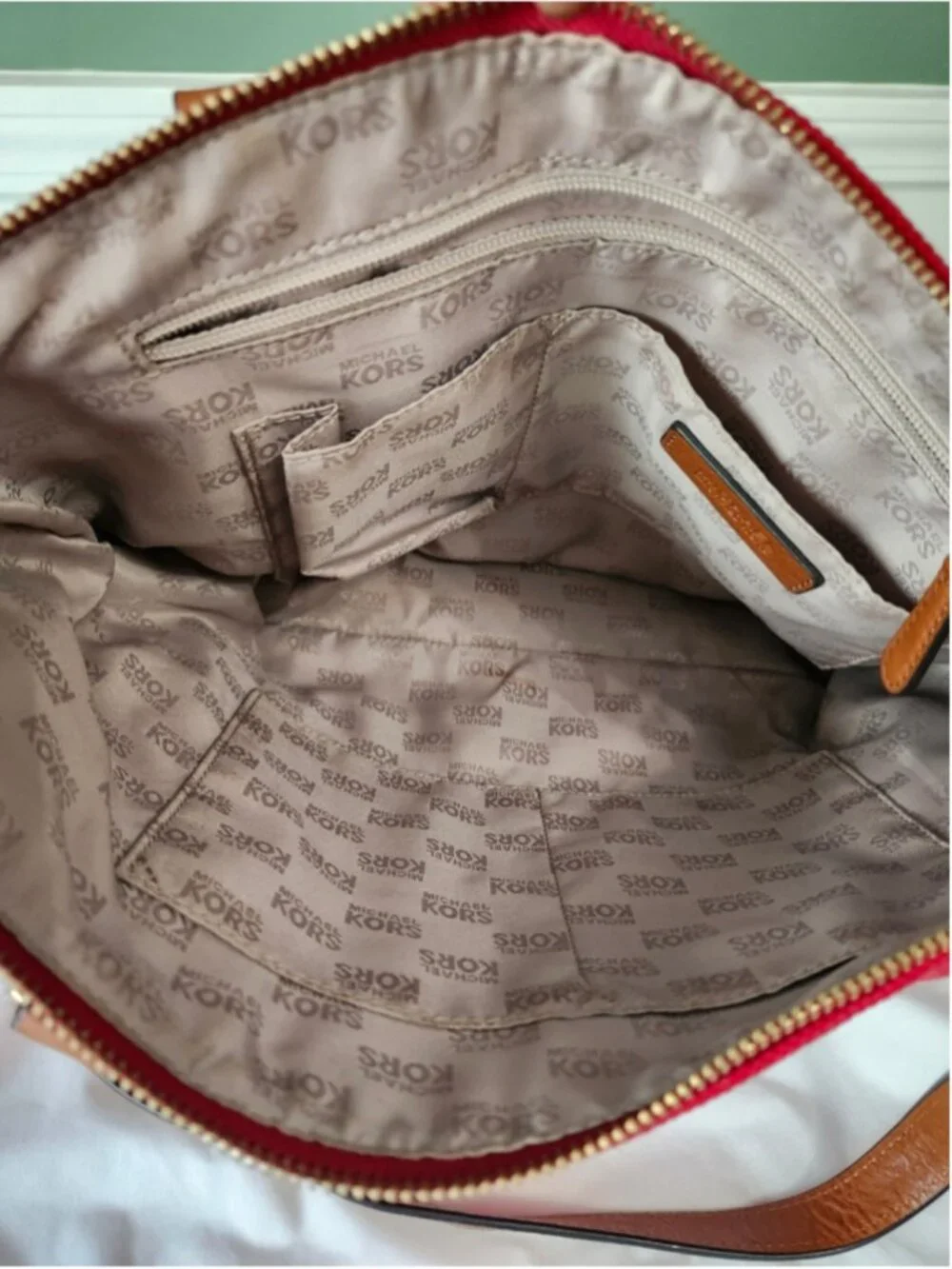 Michael Kors Red Canvas and Leather Tote Bag